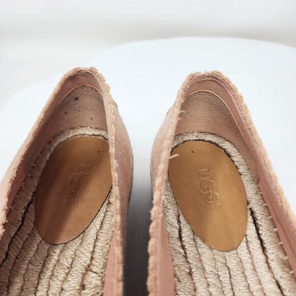 UGG Australia Heidi Espadrille Women 7 Pink Suntan Suede Geometric Perforated - Picture 10 of 14